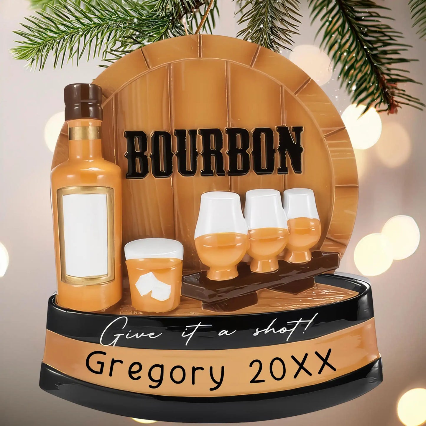 Adorno navideño de cata de bourbon