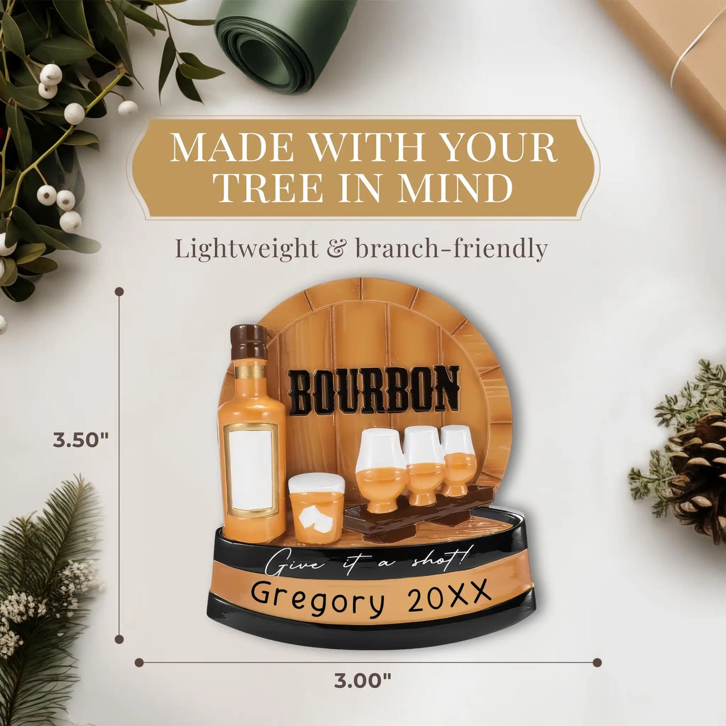 Adorno navideño de cata de bourbon