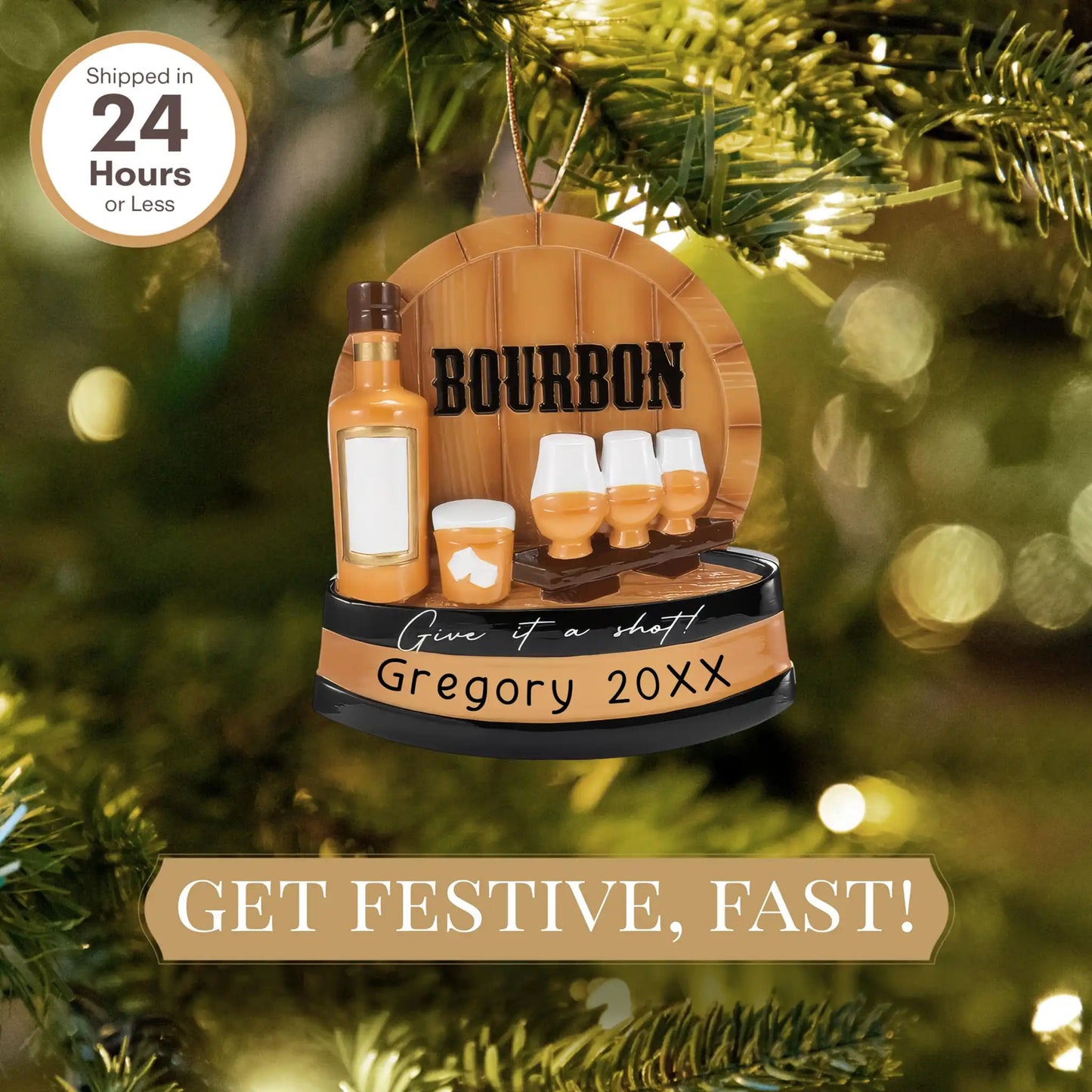 Adorno navideño de cata de bourbon