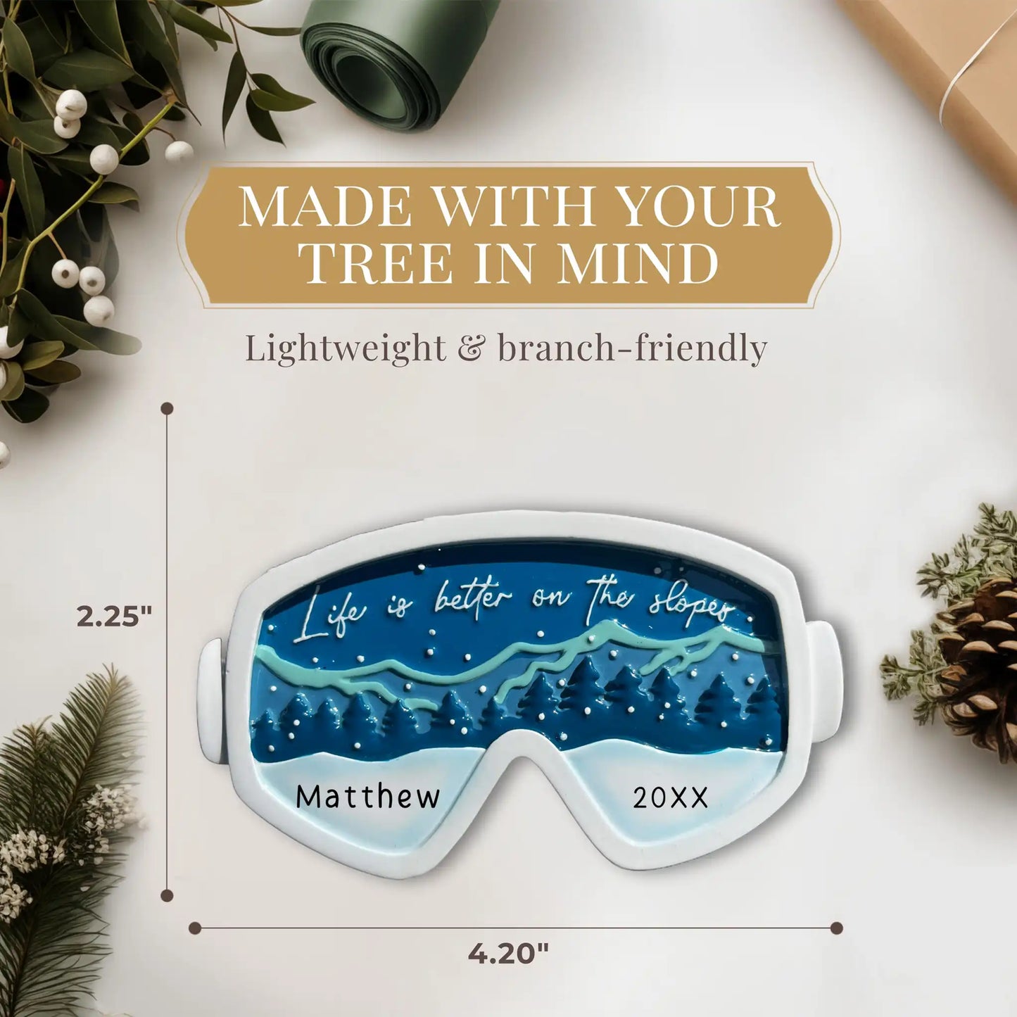 Ski Goggles Personalized Ornament