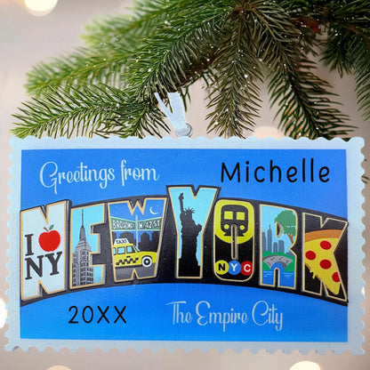 NYC Postcard Personalized Ornament