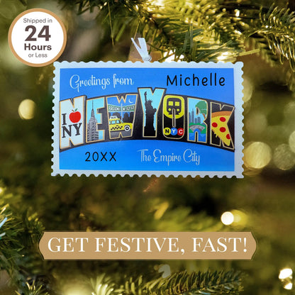 NYC Postcard Personalized Ornament