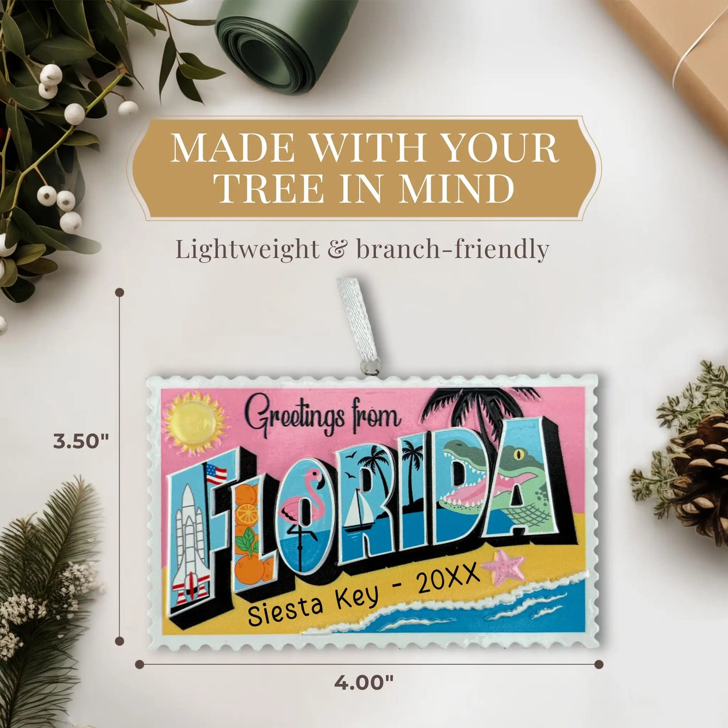 Florida Postcard Personalized Ornament