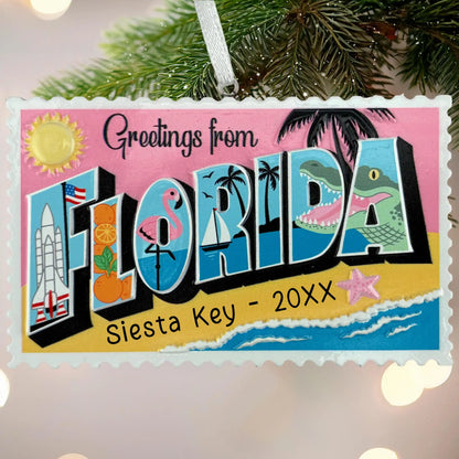 Florida Postcard Personalized Ornament