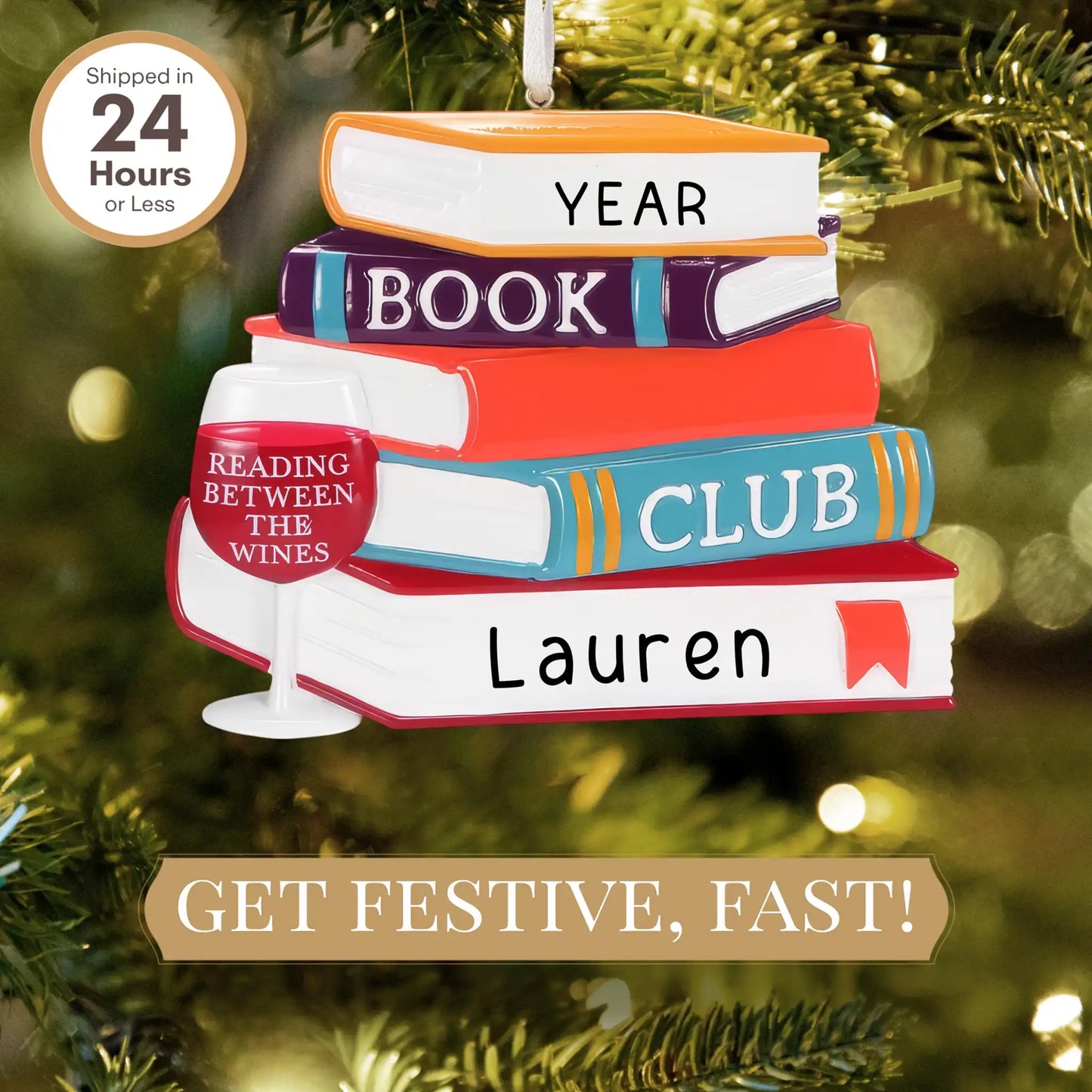 Wine Book Club Christmas Ornament