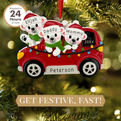 SUV Polar Bear Family of 3 Personalized Ornament