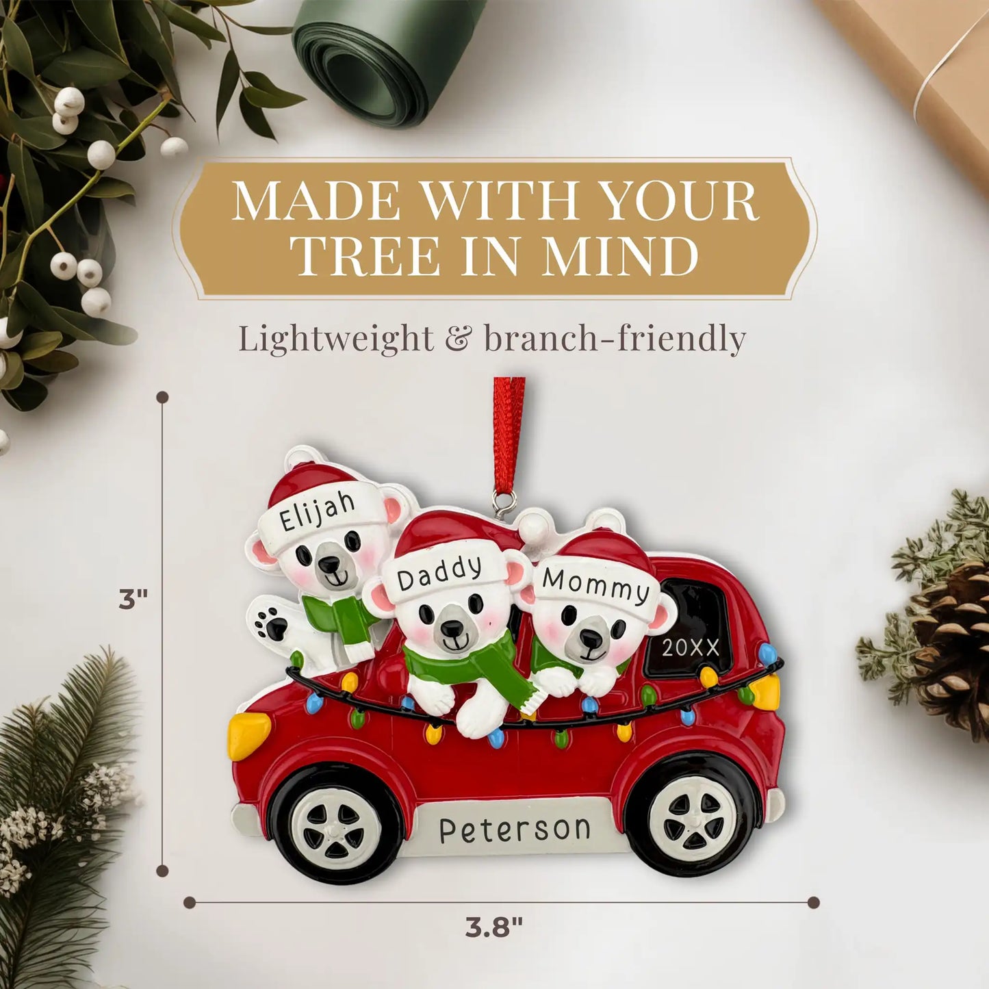 SUV Polar Bear Family of 3 Personalized Ornament