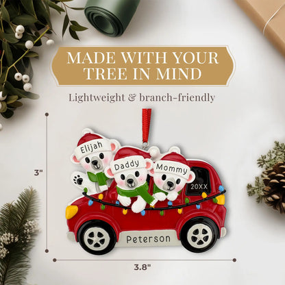 SUV Polar Bear Family of 3 Personalized Ornament