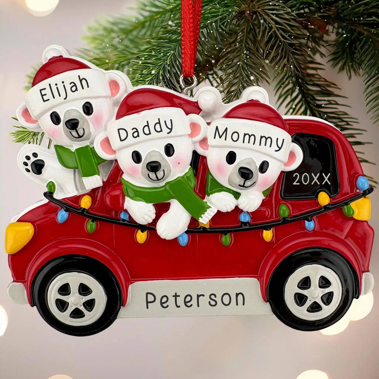SUV Polar Bear Family of 3 Personalized Ornament