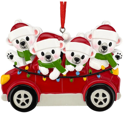 SUV Polar Bear Family of 4 Personalized Ornament