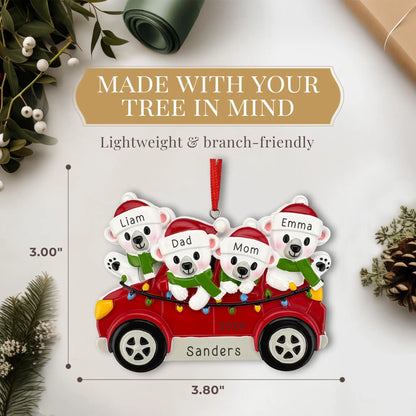 SUV Polar Bear Family of 4 Personalized Ornament