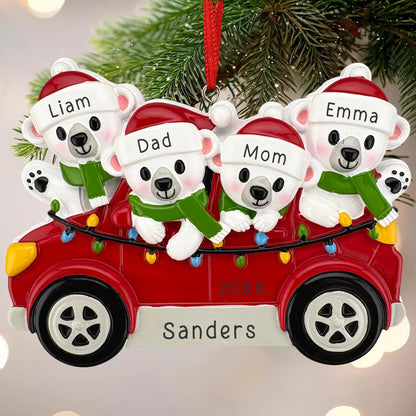 SUV Polar Bear Family of 4 Personalized Ornament