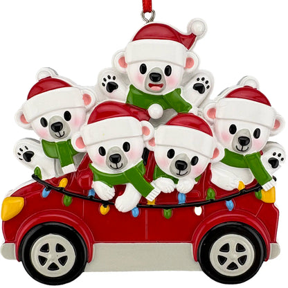 SUV Polar Bear Family of 5 Personalized Ornament