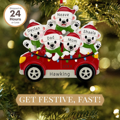 SUV Polar Bear Family of 5 Personalized Ornament