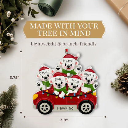 SUV Polar Bear Family of 5 Personalized Ornament