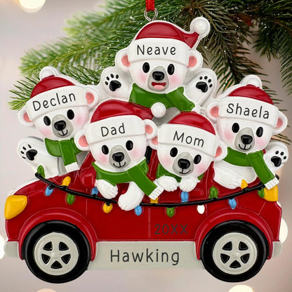SUV Polar Bear Family of 5 Personalized Ornament