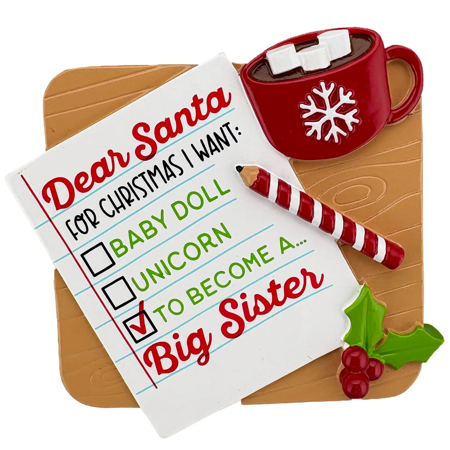 Big Sister Personalized Ornament - Santa List
