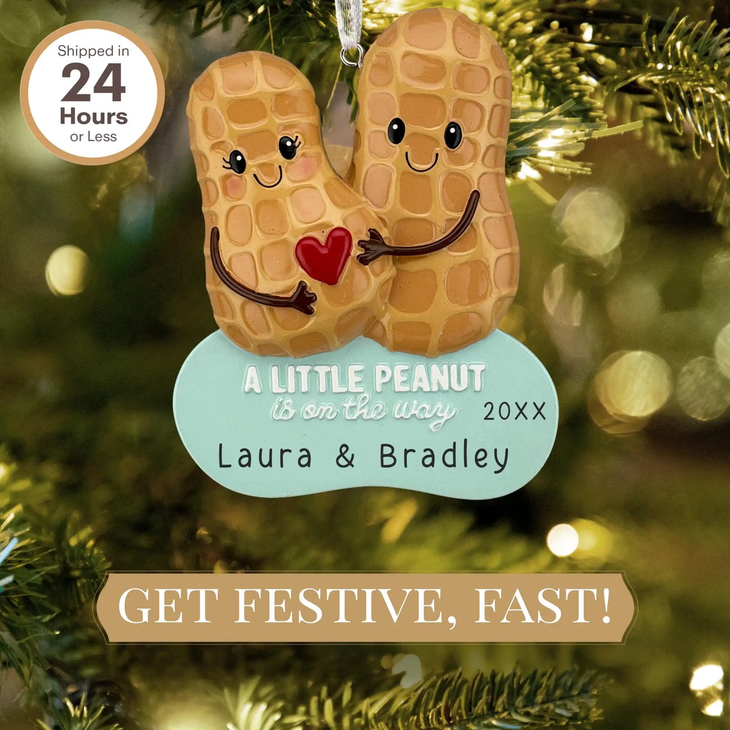 Little Peanut Expecting Personalized Ornament