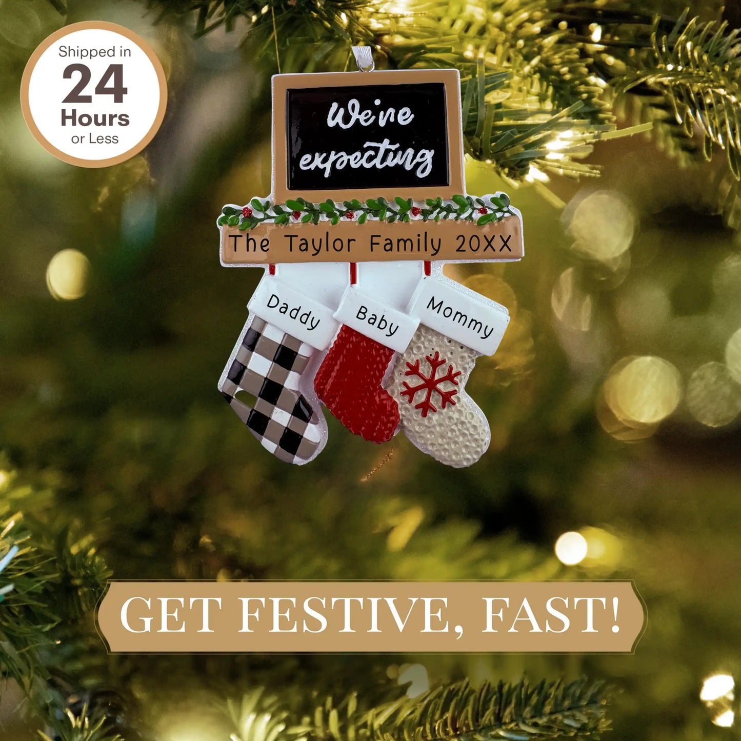 Adorno personalizado para pareja "Estamos esperando"