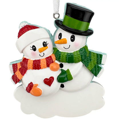 Expecting Snowman Couple Personalized Ornament