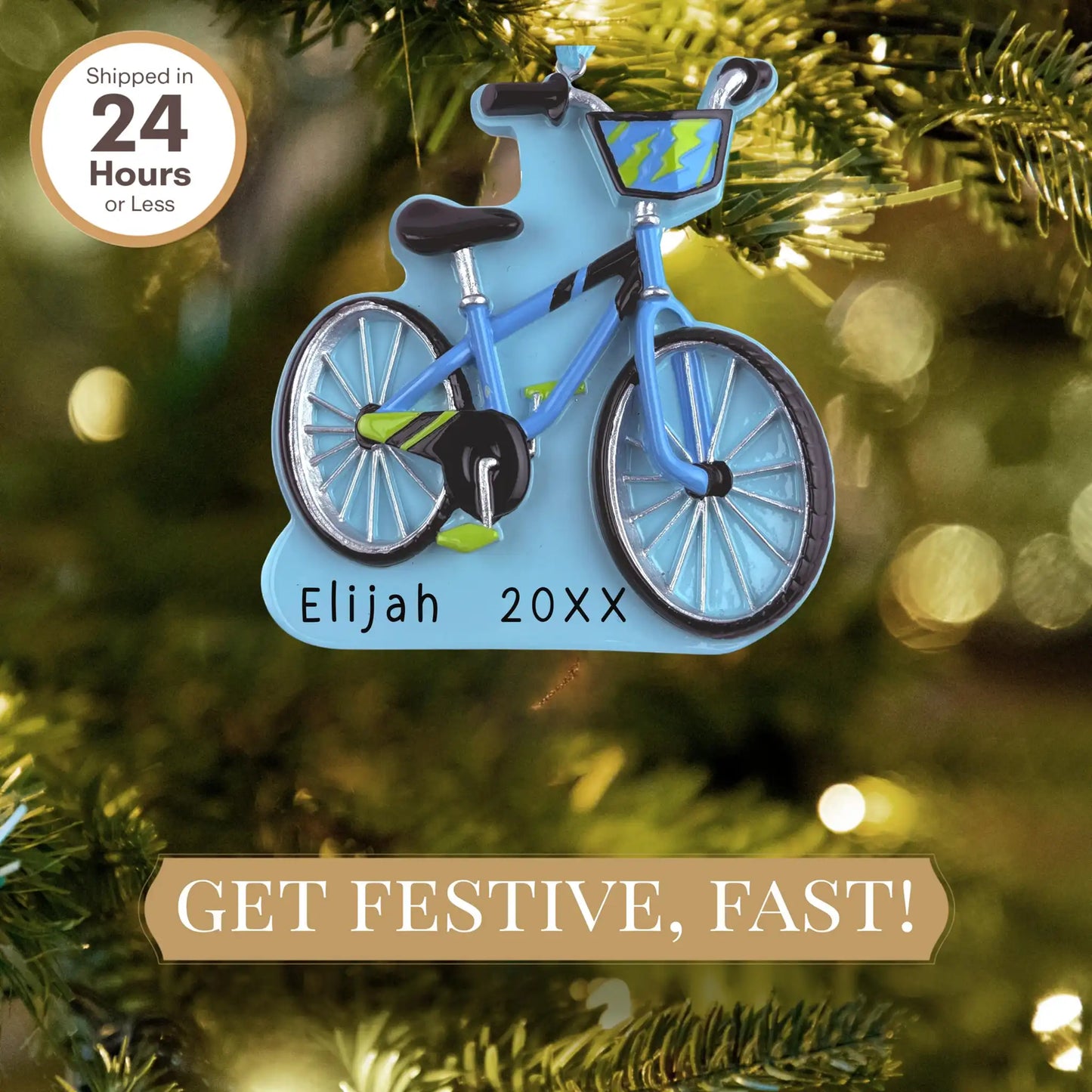 Adorno personalizado de la primera bicicleta del niño - Azul 