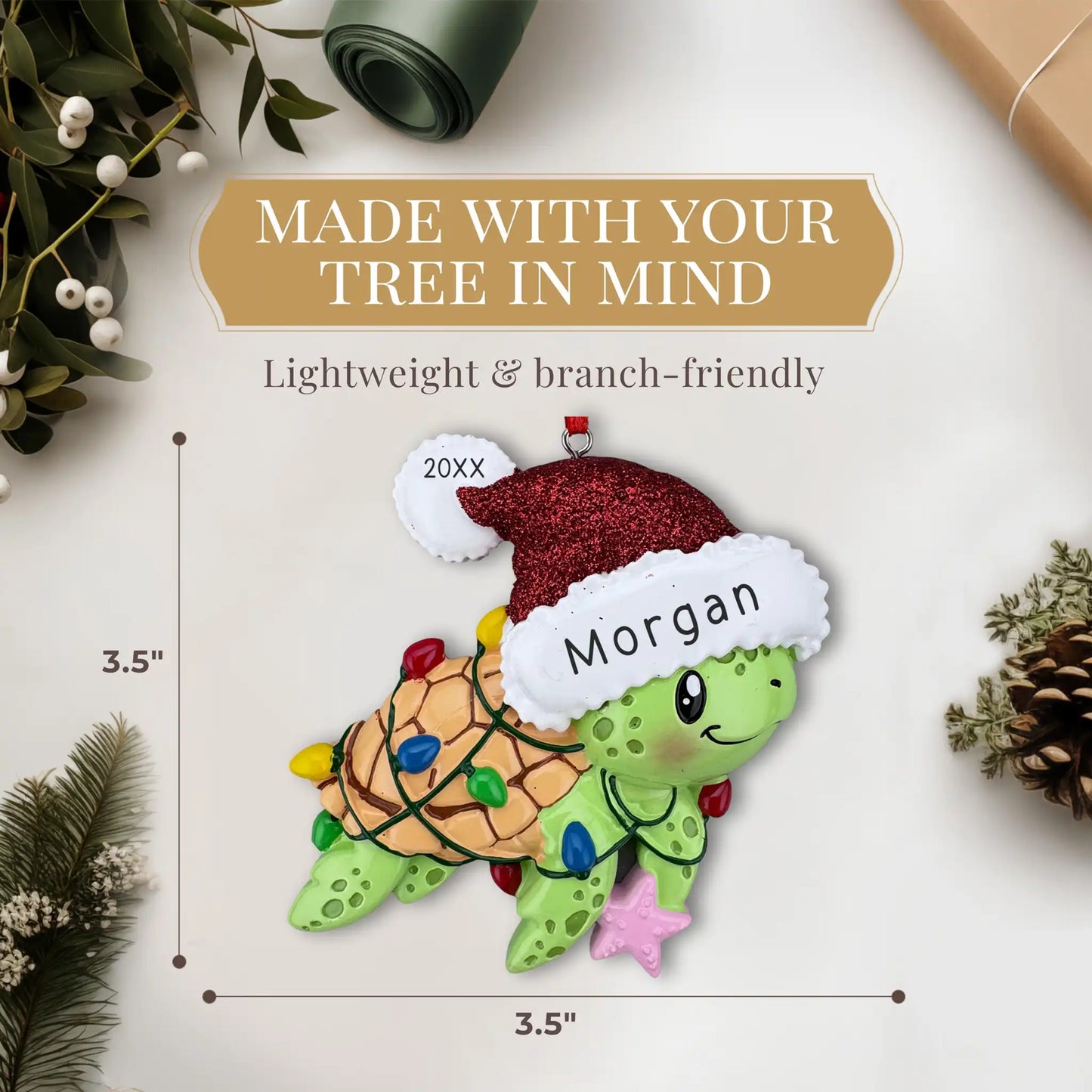 Christmas Sea Turtle Personalized Ornament