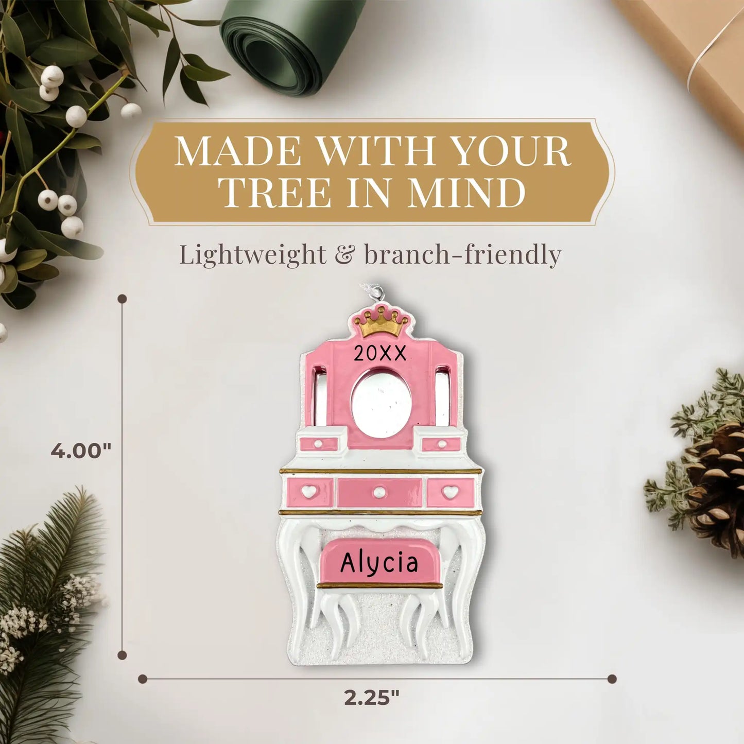 Girls Vanity Mirror Beauty Personalized Ornament