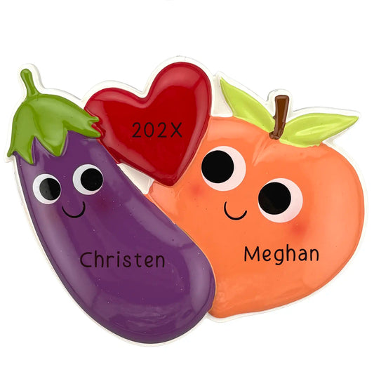 Eggplant & Peach Personalized Ornament - Humor