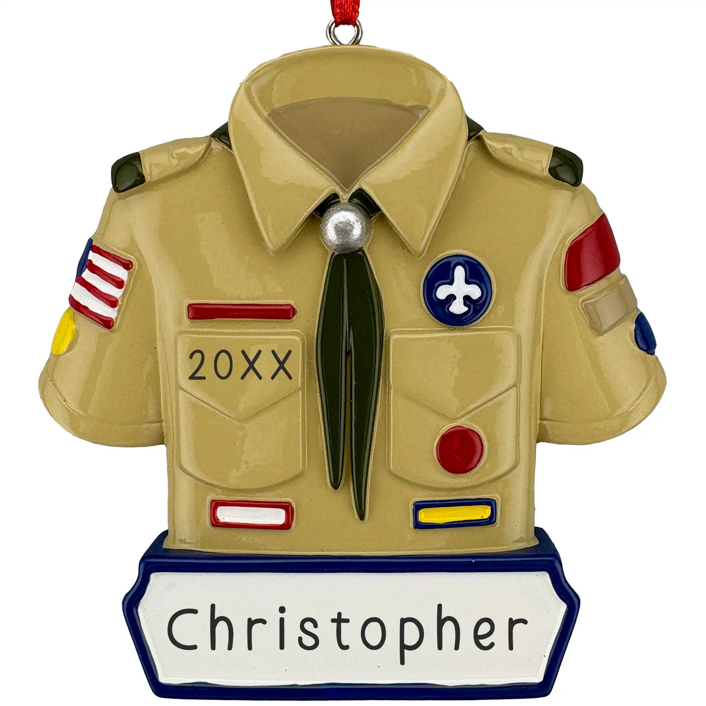 Boy Scout uniform ornament with name and year personalized