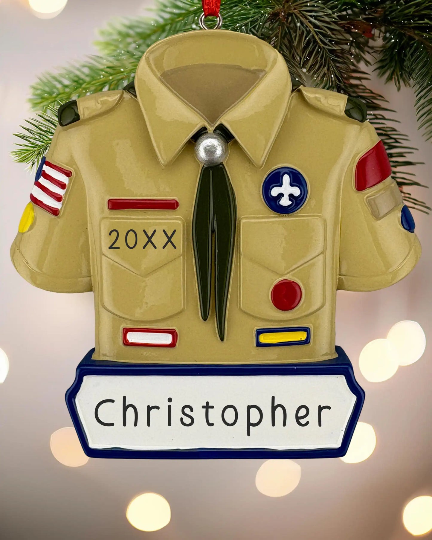 Boy Scout Personalized Ornament - Tan Shirt