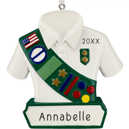 Girl Scout Personalized Ornament - White Shirt
