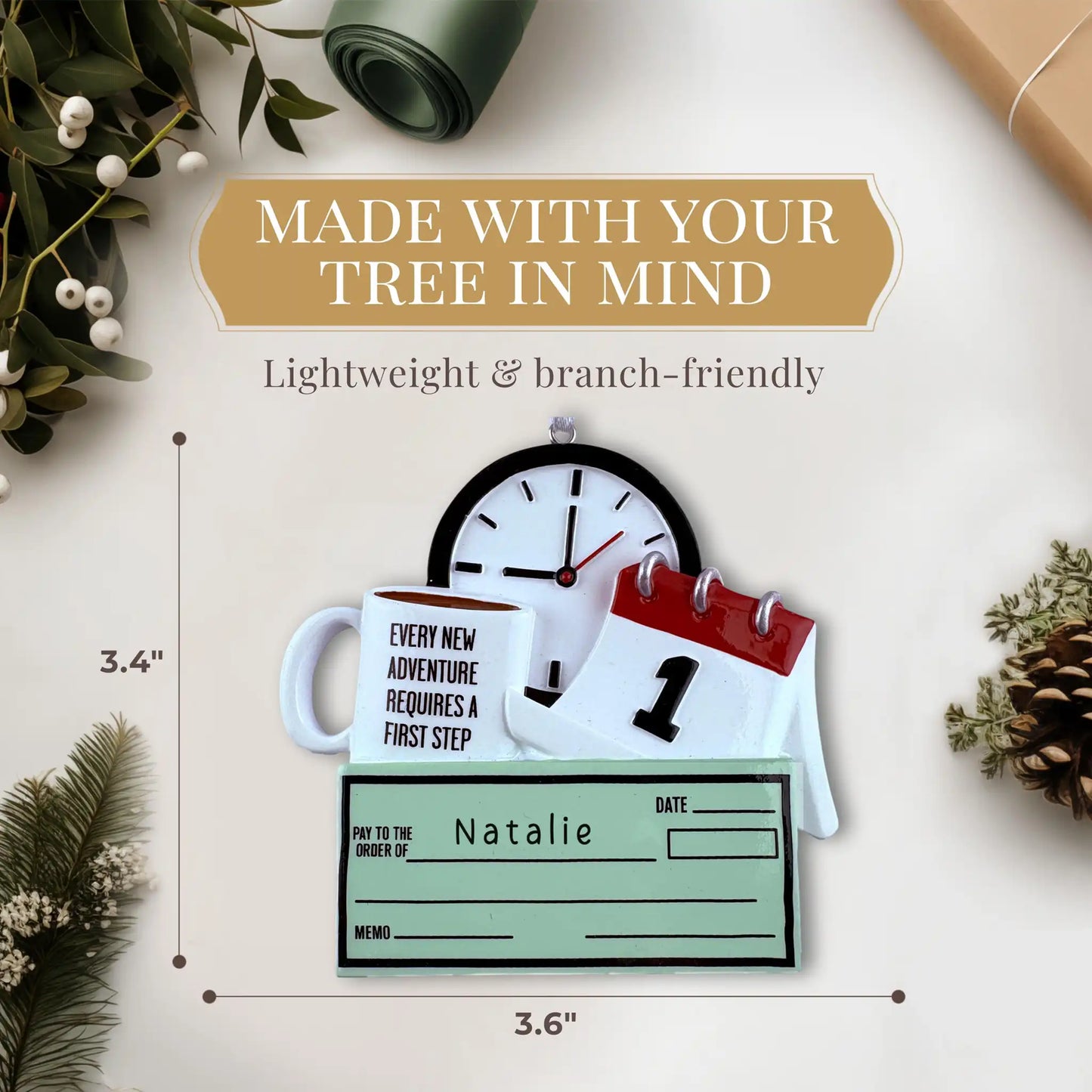 Adorno personalizado de cheque de pago de primer trabajo 