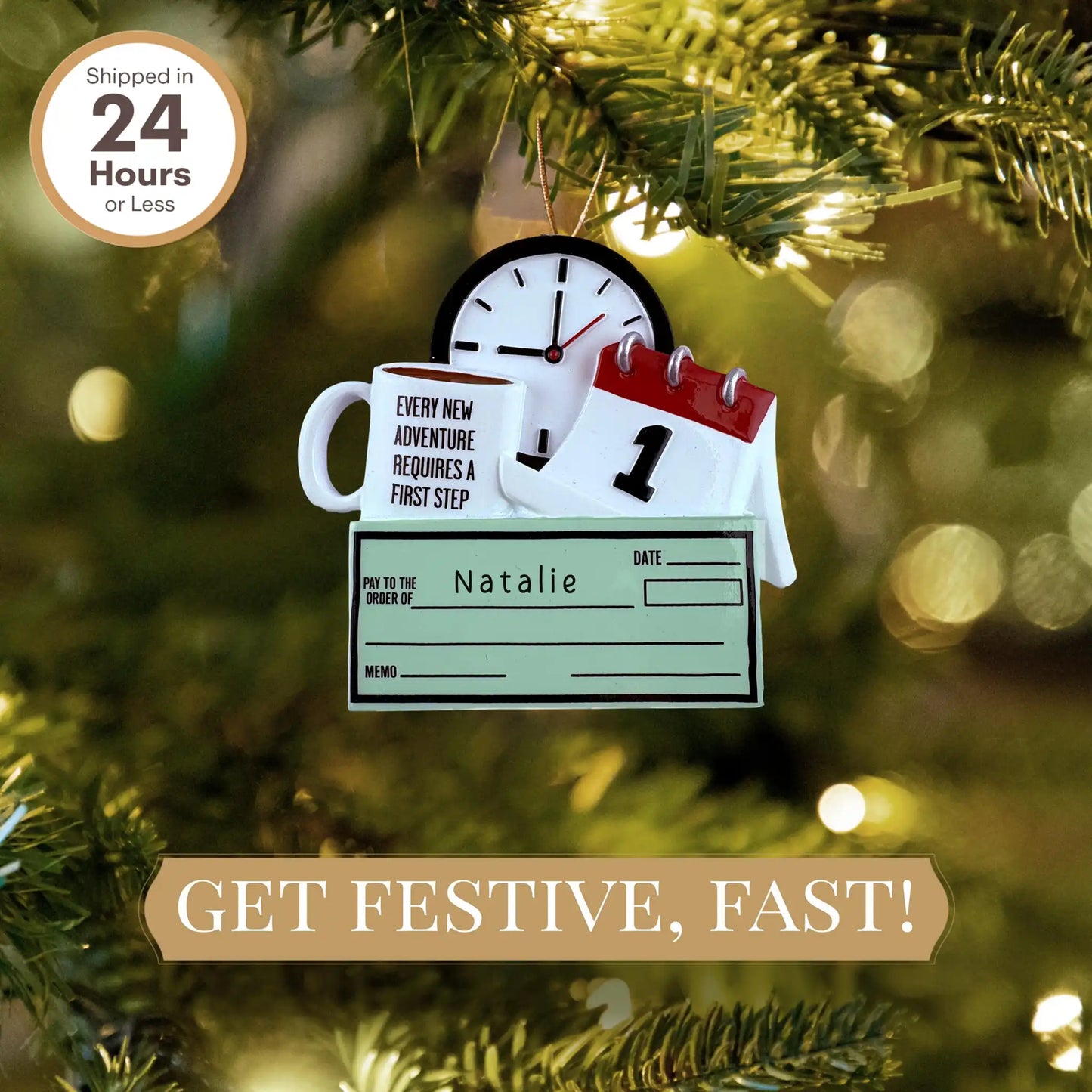 Adorno personalizado de cheque de pago de primer trabajo 