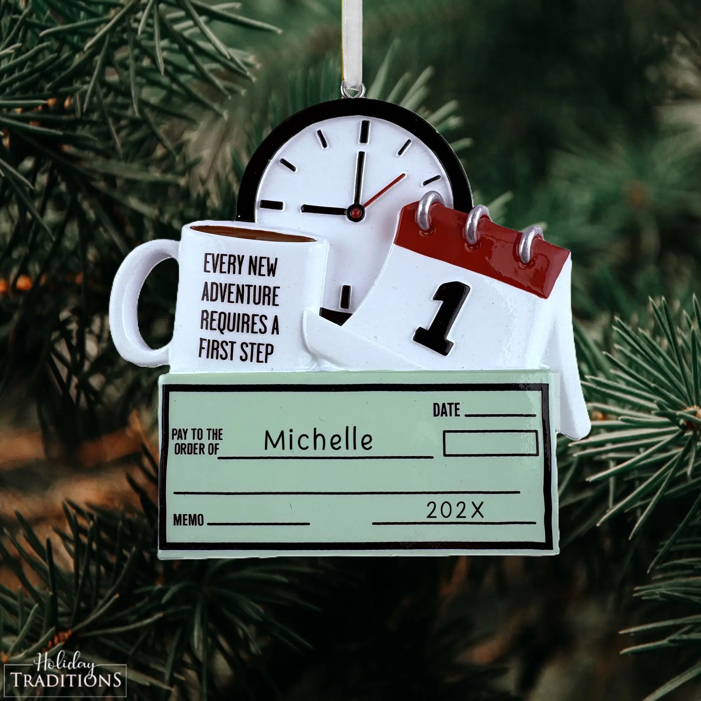 Adorno personalizado de cheque de pago de primer trabajo 