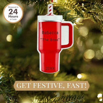 Adorno personalizado de la Copa Stanley en forma de vaso rojo