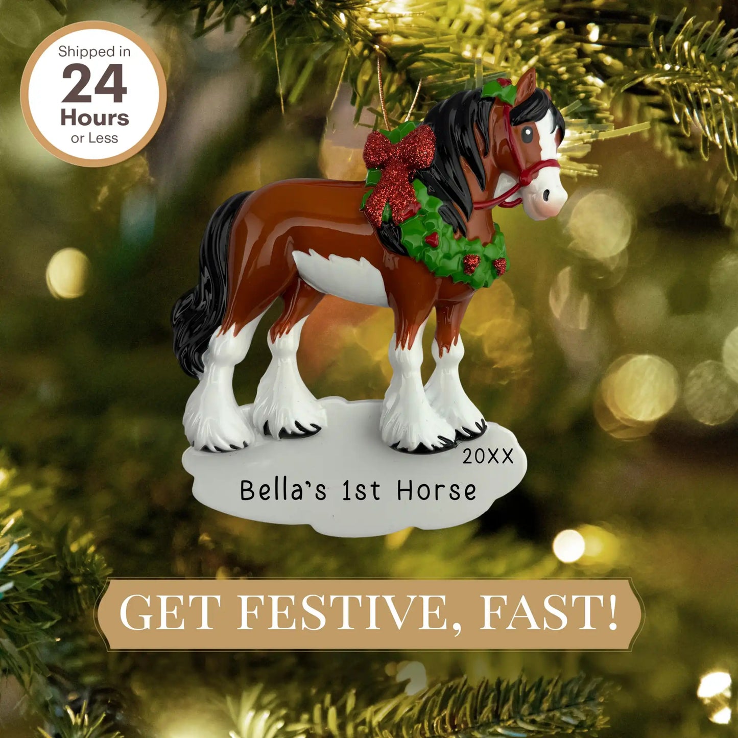 Adorno personalizado de caballo - Clydesdale