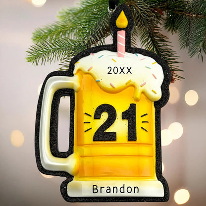 Adorno personalizado para jarra de cerveza de 21 cumpleaños