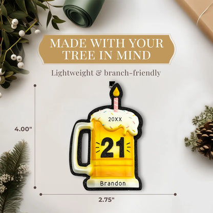 Adorno personalizado para jarra de cerveza de 21 cumpleaños