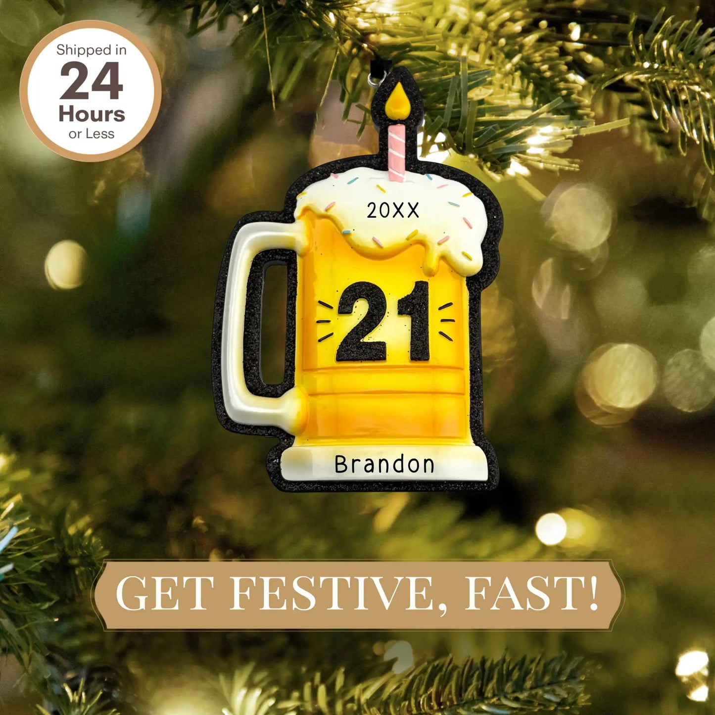 Adorno personalizado para jarra de cerveza de 21 cumpleaños