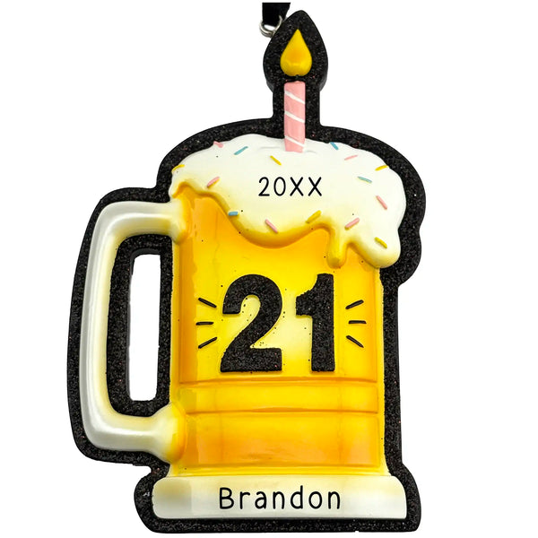 Adorno personalizado para jarra de cerveza de 21 cumpleaños