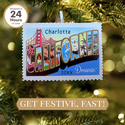 Adorno personalizado de postal de California