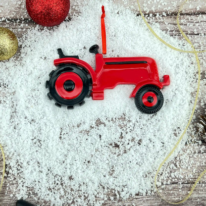 Farm Tractor Christmas Ornament - Red