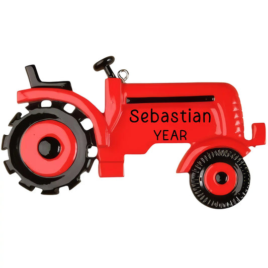 Farm Tractor Christmas Ornament - Red