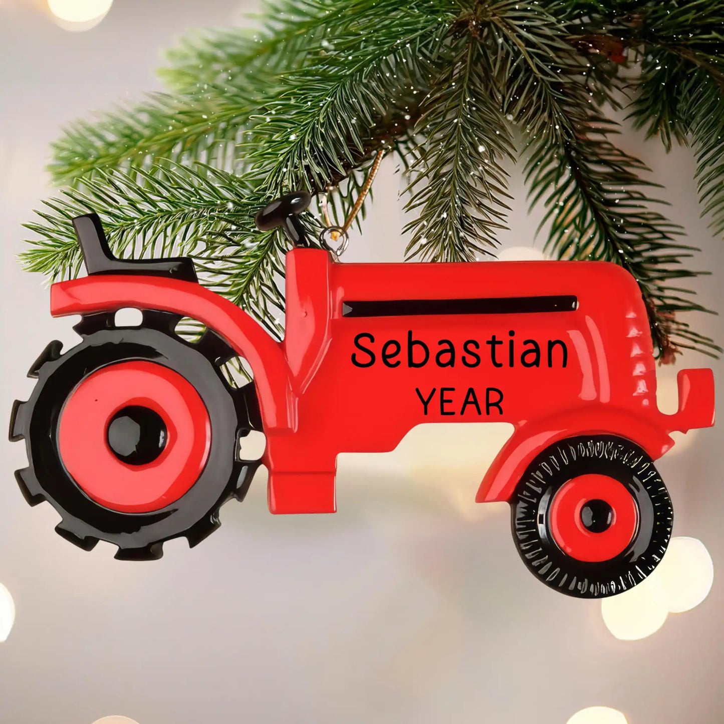 Farm Tractor Christmas Ornament - Red