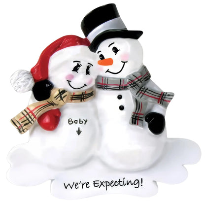 We're Expecting Snowman Christmas Ornament