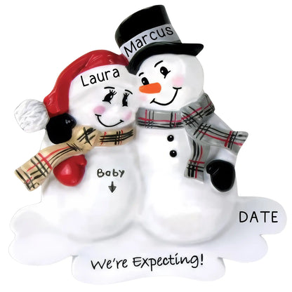 We're Expecting Snowman Christmas Ornament