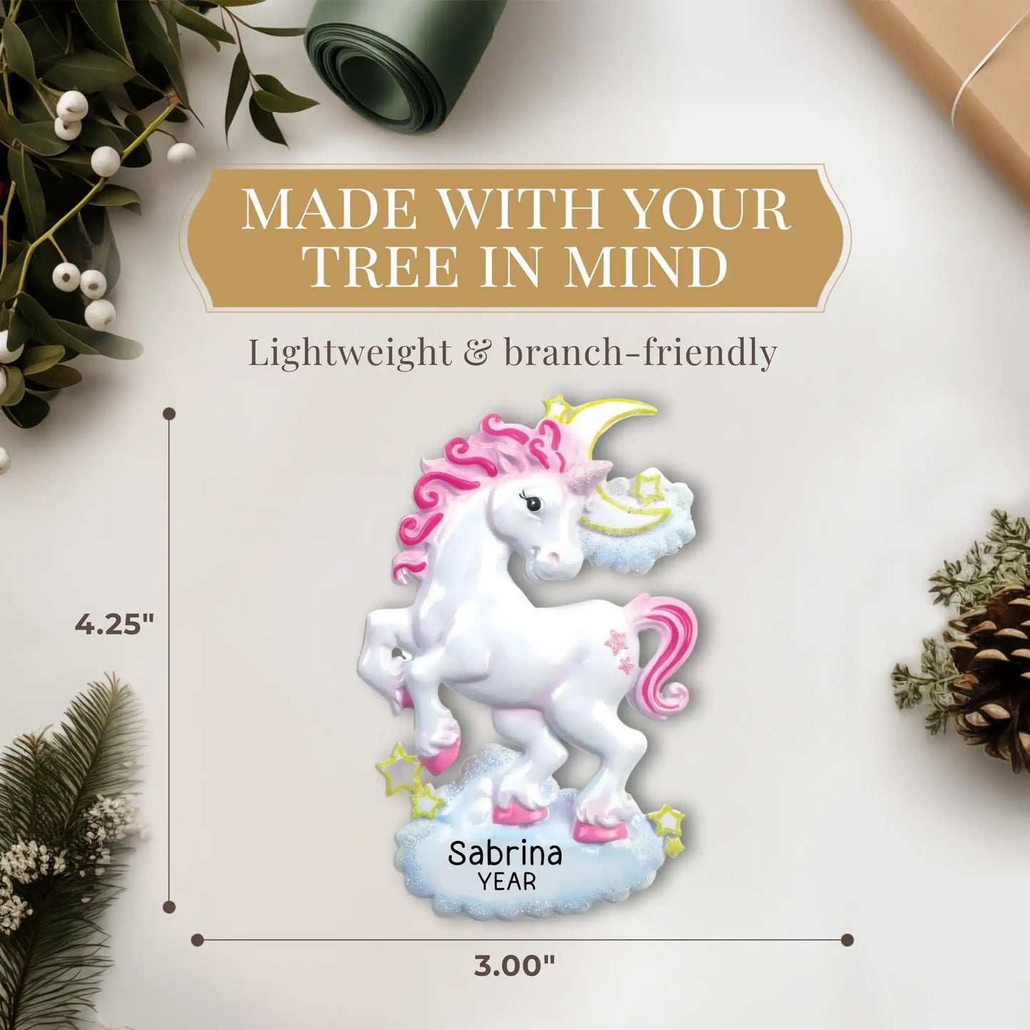Unicorn Sparkles Personalized Ornament