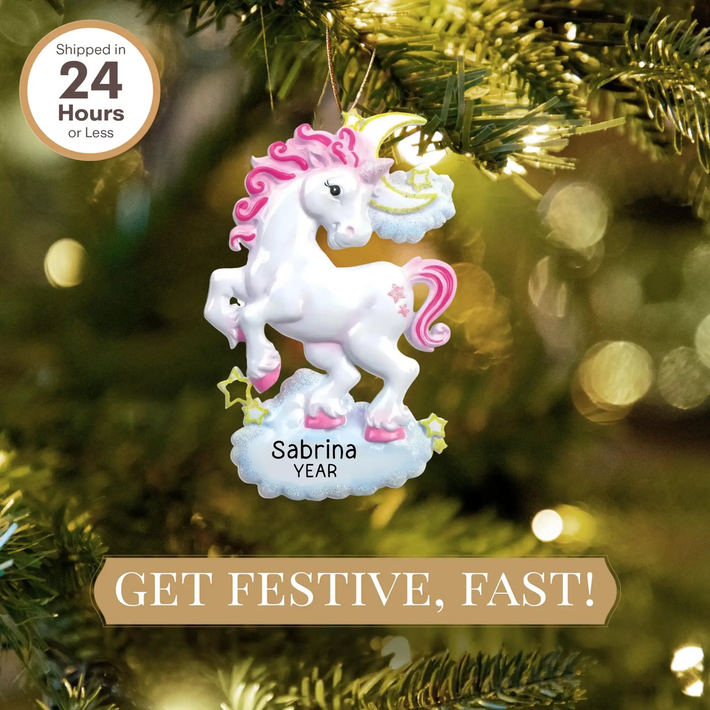 Unicorn Sparkles Personalized Ornament
