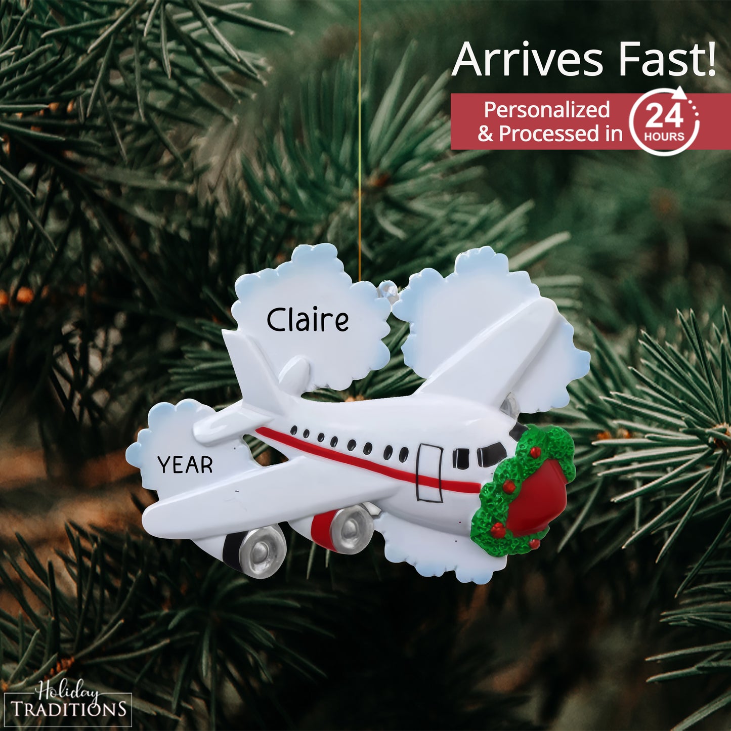 Jet Airplane Travel Christmas Ornament