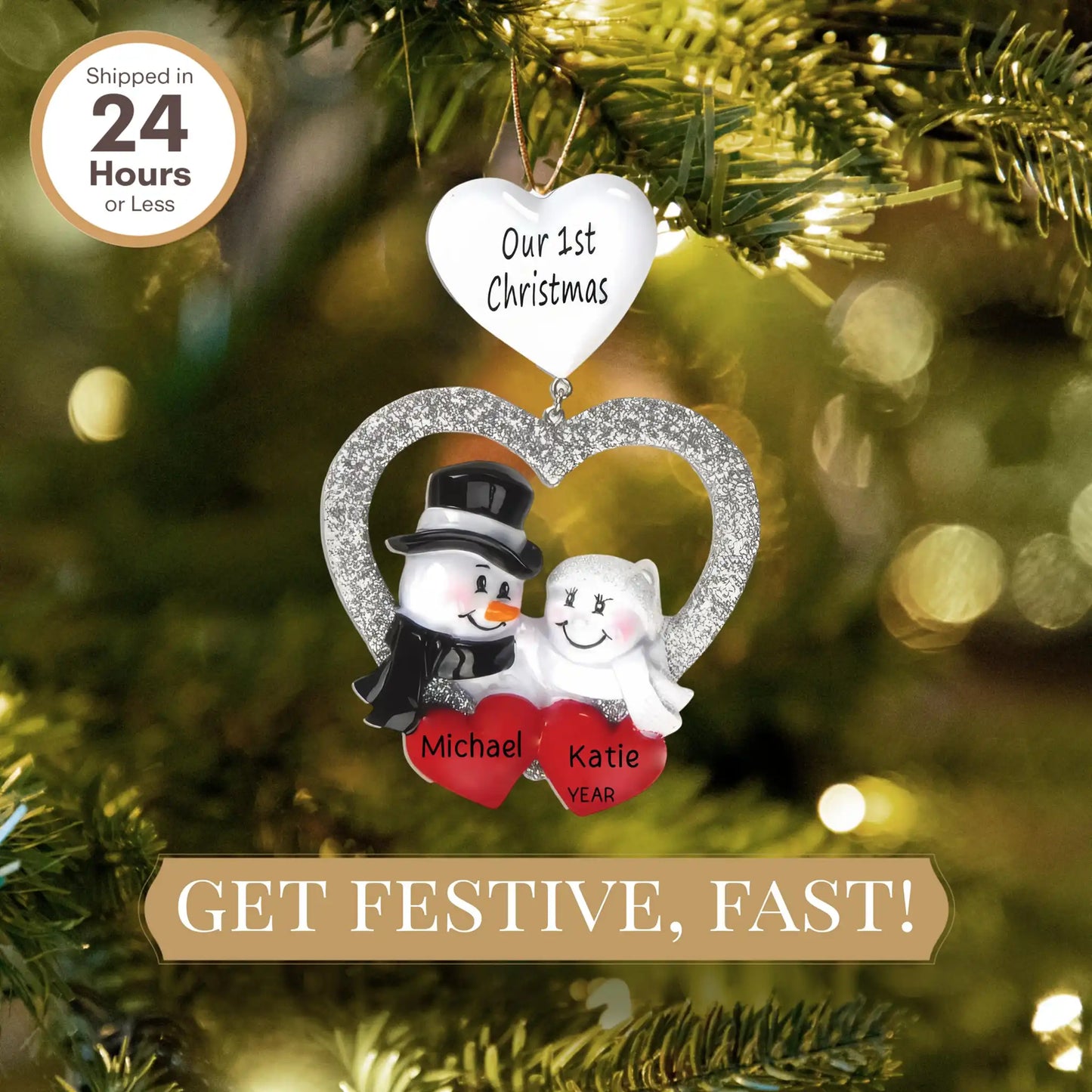 Adorno navideño de pareja de novios 